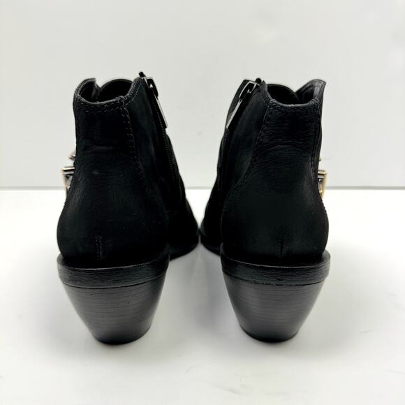 NEW Vince Camuto Ashena Black Suede Leather Buckle Zip Up Bootie Ankle Boots - Picture 7 of 14